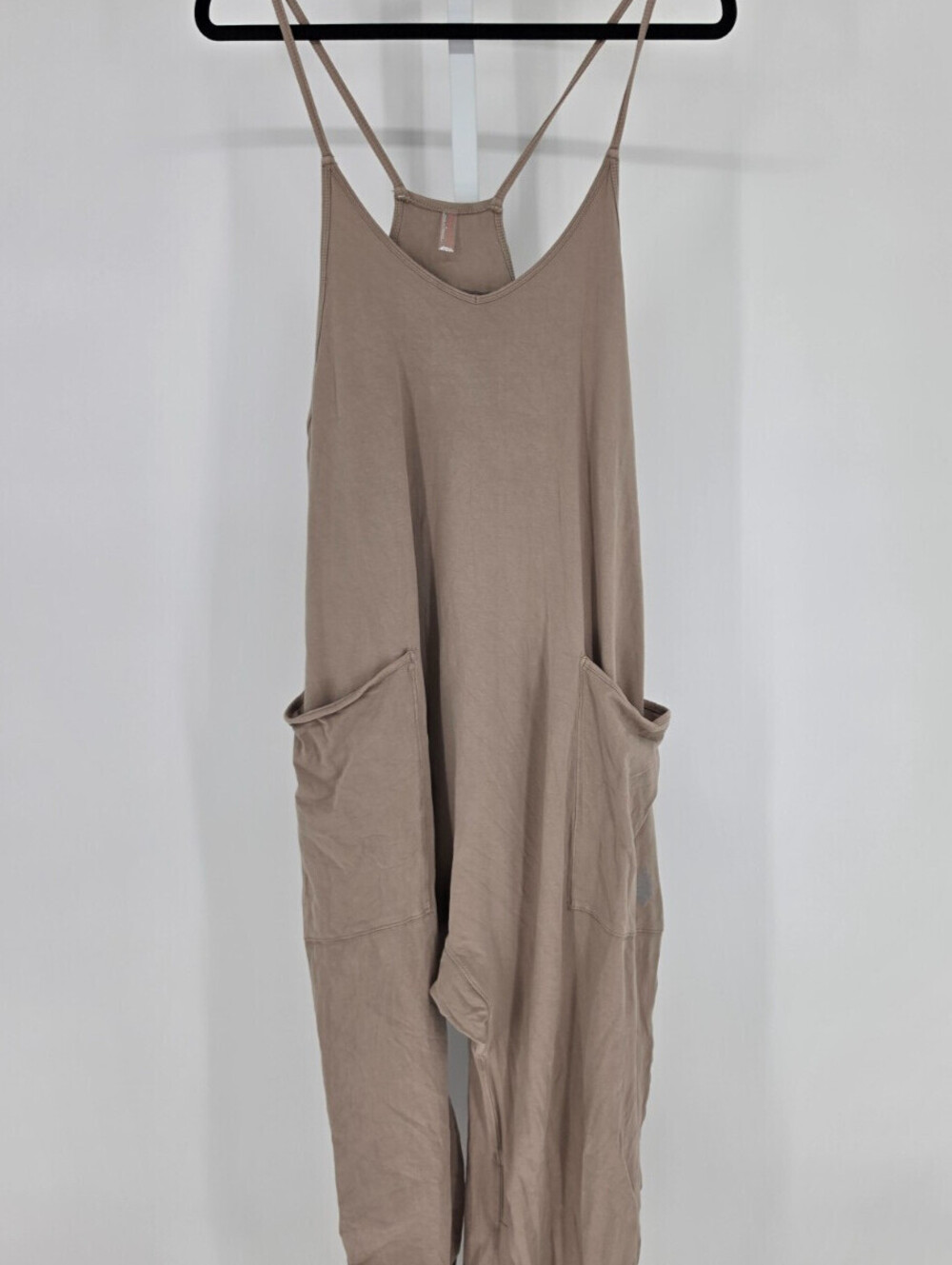 Free People Movement Hot Shot Jumper Jumpsuit Slouchy Oversized Sz M Taupe Beige